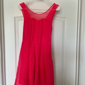 Bright pink express polka dot  dress size 8